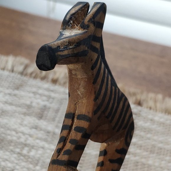 Vintage Hand Carved Wooden Zebra Spoon and Fork - Picture 8 of 14
